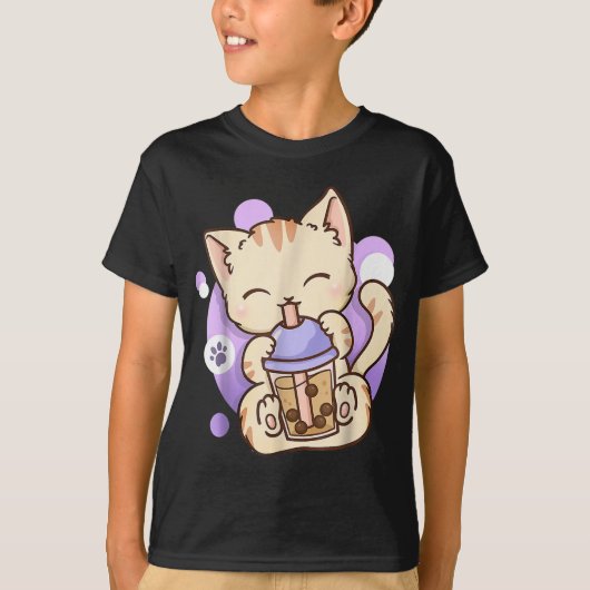 T-shirt Chat Boba Tea Bubble Tea Anime Kawaii Neko pour fi (Devant)