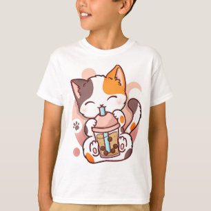 T-shirt Chat Boba Tea Bubble Tea Anime Kawaii Neko pour fi