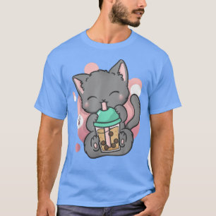 T-shirt Chat Boba Tea Buble Tea Anime Kawaii Neko