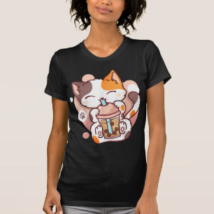 T-shirt Chat Boba Tea Buble Tea Anime Kawaii Neko