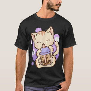 T-shirt Chat Boba Tea Buble Tea Anime Kawaii Neko