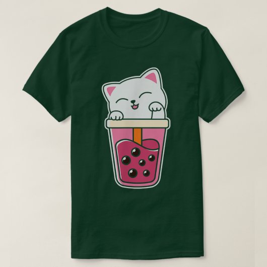 T-shirt Chat Boba Tea Buble Tea Anime Kawaii Neko (Design devant)