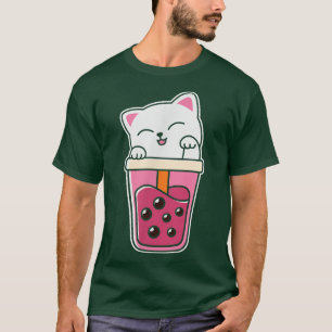 T-shirt Chat Boba Tea Buble Tea Anime Kawaii Neko