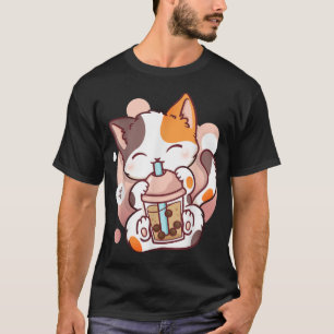 T-shirt Chat Boba Tea Buble Tea Anime Kawaii Neko_9