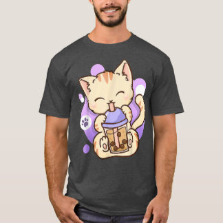 T-shirt Chat Boba Tea Buble Tea Anime Kawaii Neko Annivers