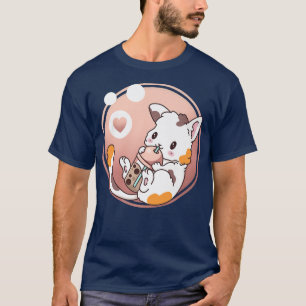 T-shirt Chat Boba Tea Buble Tea Anime Kawaii Neko Japonais