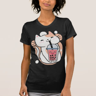 T-shirt Chat Boba Tea Buble Tea Anime Kawaii Neko Milktea