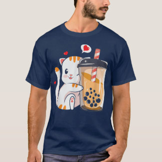 T-shirt Chat Boba Tea Buble Tea Anime Kawaii Neko Milktea