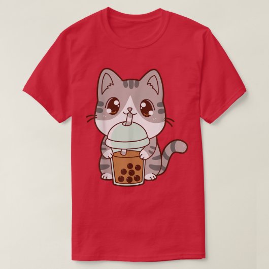 T-shirt Chat Boba Tea Buble Tea Anime Kawaii Neko T (Design devant)