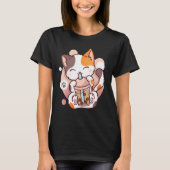 T-shirt Chat Boba Tea Buble Tea Neko (Devant)