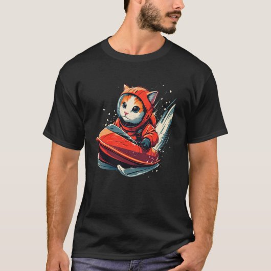 T-shirt Chat Bobsledeur sur Bobsleigh (Devant)