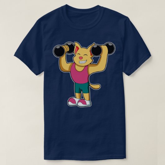 T-shirt Chat Bodybuilding avec Dumbbells (Design devant)