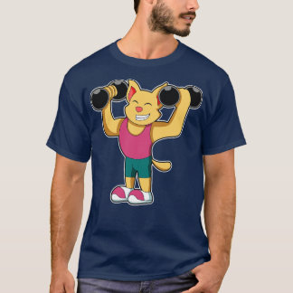 T-shirt Chat Bodybuilding avec Dumbbells