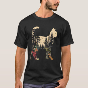T-shirt Chat Boho Plantes Forêt Nature Fleur Sauvage Rando