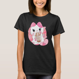 T-shirt Chat Boire Boba Bubble Thé Cute Japonais Neko