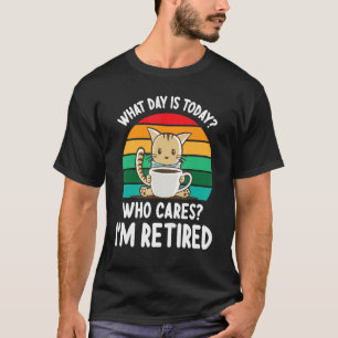 T-shirt Chat Boit du Café Quel Jour Sommes-Nous Qui S'en S