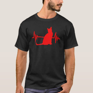 T-shirt Chat Bombay Battement de Coeur Rouge