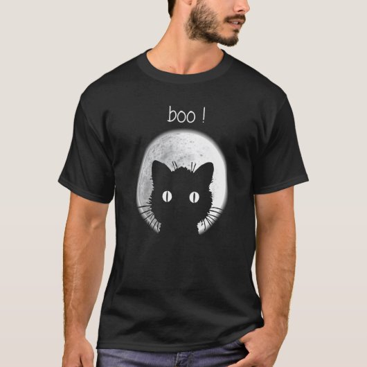 T-shirt Chat boo sous la lune (Devant)