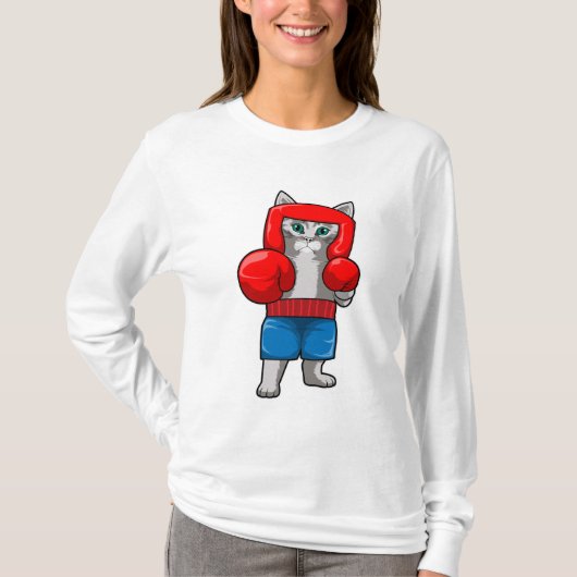 T-shirt Chat Boxe avec gants de boxe (Devant)