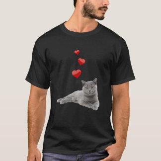T-shirt Chat britannique à poil court Cœur Mignon Domestiq