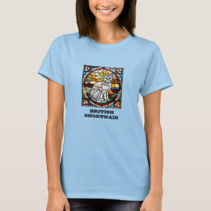 T-shirt Chat britannique mignon de femme en verre coloré