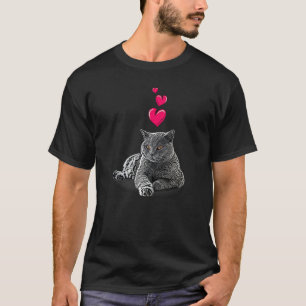 T-shirt Chat Britannique Shorthair Et Coeurs Cute Chat Mot