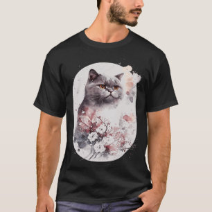 T-shirt Chat britannique Shorthair Japonais Cerisier Bloss