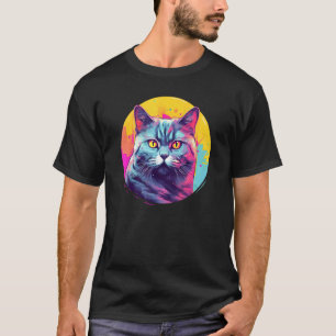 T-shirt Chat British Shorthair Art Coloré, Amour des Chats