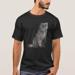 T-shirt Chat British Shorthair Polygone Géométrique Chaton