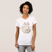T-shirt Chat brodé minimaliste Neutre Kitty Boho (Devant entier)