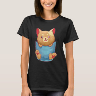 T-shirt Chat Brown Assis À Poche Kitty Meowing Chats Venti
