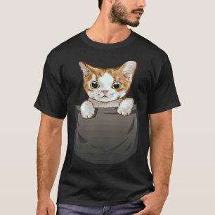 T-shirt Chat Brun Est Assis Dans Sa Pocket Kitty Chats Qui