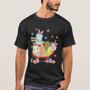 T-shirt Chat Bunny Ears Ramen Kawaii Jour de Pâques Anime