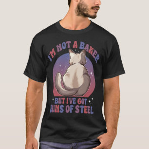 T-shirt Chat Buns of Steel Funny Cute Kitty Humour Fitness