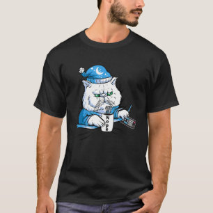 T-shirt Chat buvant du café Chat endormi regardant la télé