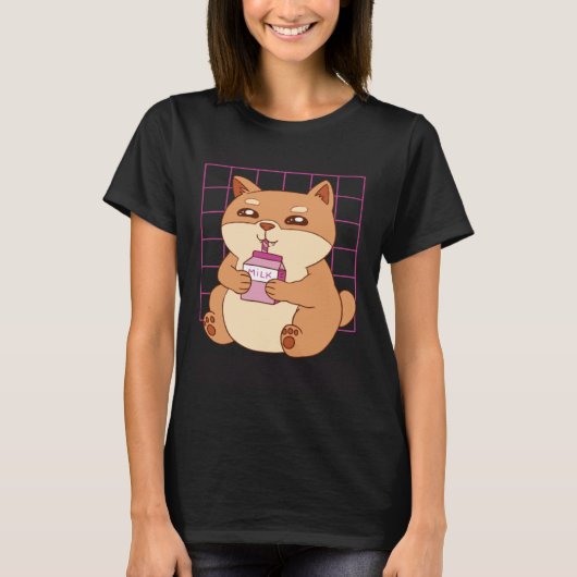 T-shirt Chat buvant du lait de fraise (Devant)