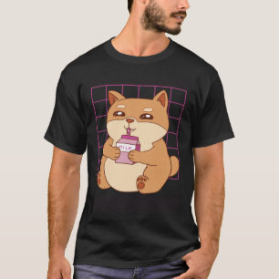 T-shirt Chat buvant du lait de fraise
