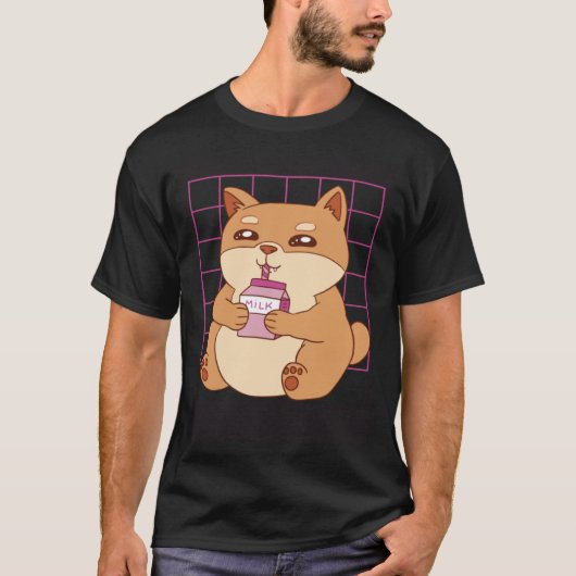 T-shirt Chat buvant du lait de fraise (Devant)