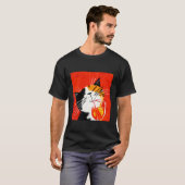 T-shirt chat Buvant une Boisson Orange de Manière Cool (Devant entier)