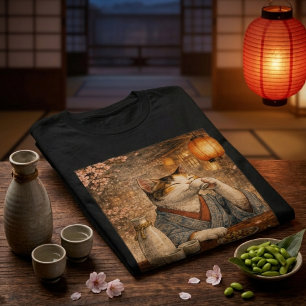 T-shirt Chat buveur de saké dans une maison de thé japonai