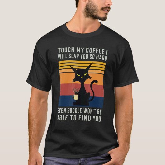 T-shirt Chat café Google disant avertissement (Devant)