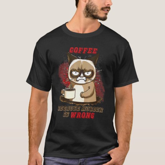 T-shirt Chat Café Parce que le Meurtre est Mal (Devant)