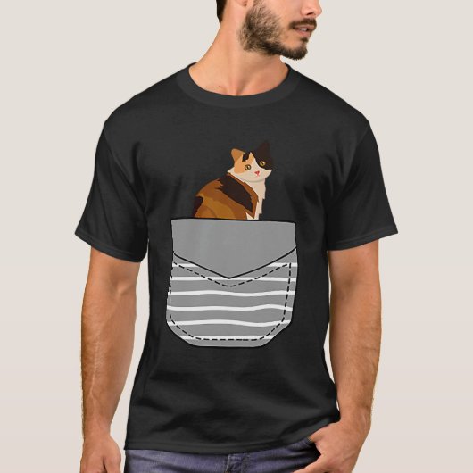 T-shirt Chat calico dans la poche (Devant)