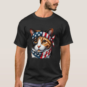 T-shirt chat calico drapeau américain 4 juillet 1