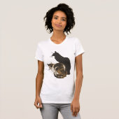T-shirt Chat calico et chat noir découpé (Devant entier)