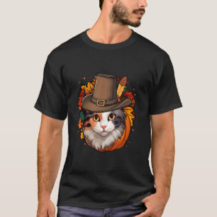 T-shirt Chat calicot de Thanksgiving drôle
