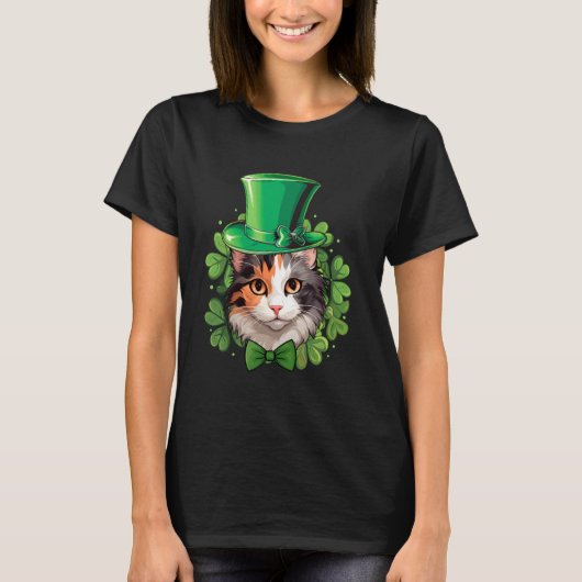 T-shirt Chat calicot drôle de la Saint-Patrick (Devant)