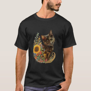 T-shirt Chat calicot fleur sauvage