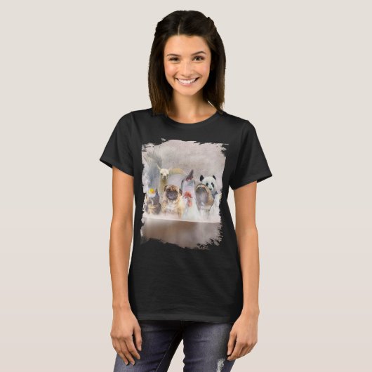 T-shirt Chat Carlin Chien poule Sloth Llama Panda Dauphin  (Devant entier)