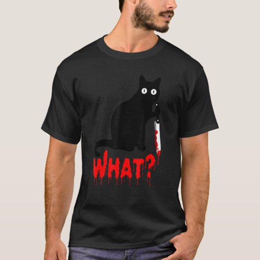 T-shirt Chat Ce _ Chat Noir Amusant, Chat Meurtrier Avec K (Devant)